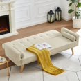 thumbnail image 2 of Mid-Century Linen Fabric Convertible Sofa Bed Sofa Couch,Modern Love Seats Sofa Furniture,Upholstered Button Tufted Couch with 2 Bolster Pillows for Living Room Apartment,Beige, 2 of 7
