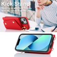 thumbnail image 3 of Phone Case for iPhone 13 Mini 5.4 inch Wallet Cover with Screen Protector and Ring Stand Credit Card Holder Slot Crossbody Strap Cell iPhone13mini i-Phone 13minicase i iPhone13 13mini Women Girls Red, 3 of 13
