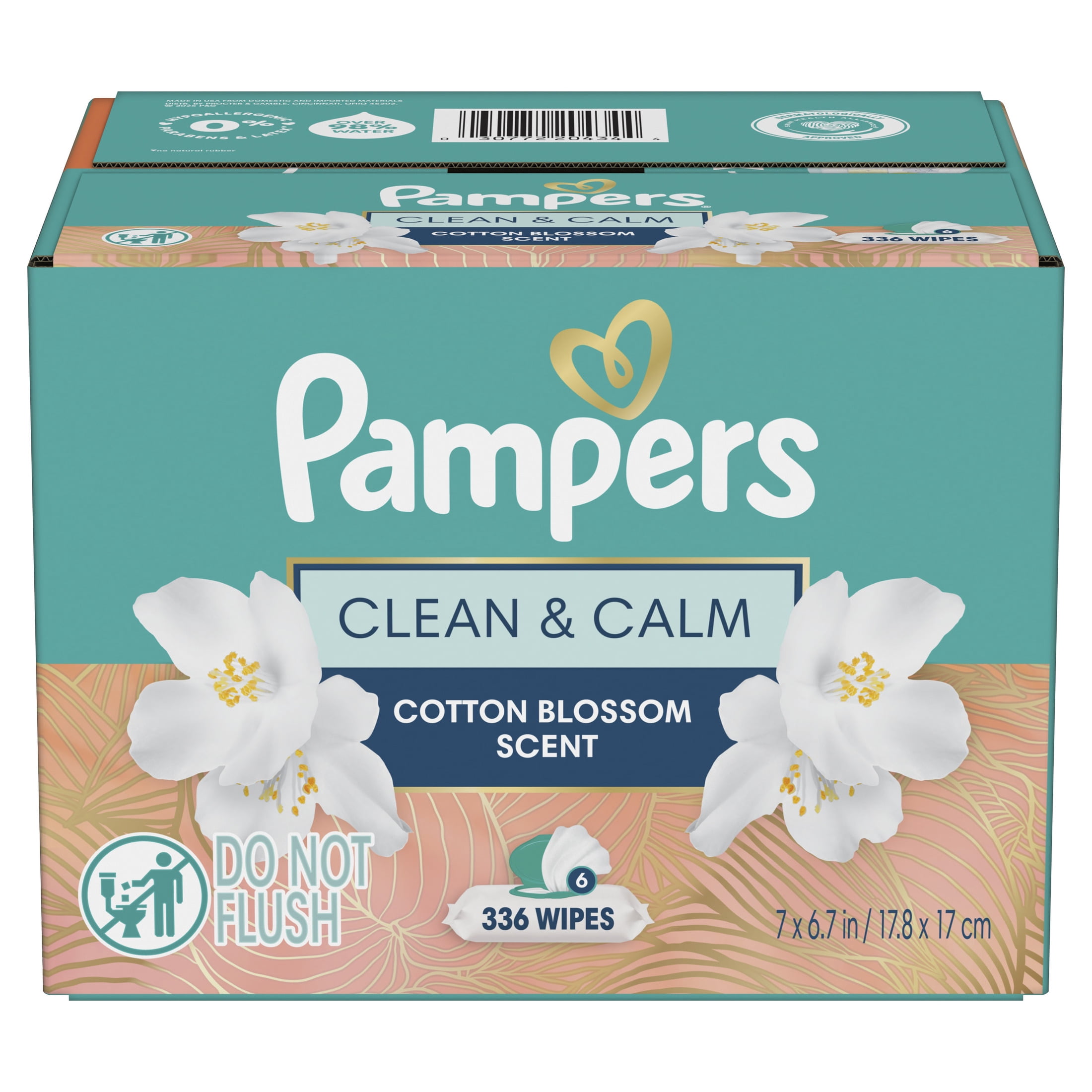 Pampers Wipes, Clean & Calm, Cotton Blossom Scent, 336 Wipes Total (6X Pop-Top Packs)