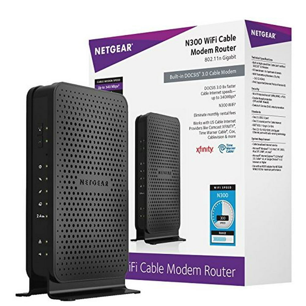 NETGEAR N300 (8x4) WiFi Cable Modem Router Combo C3000, DOCSIS 3.0