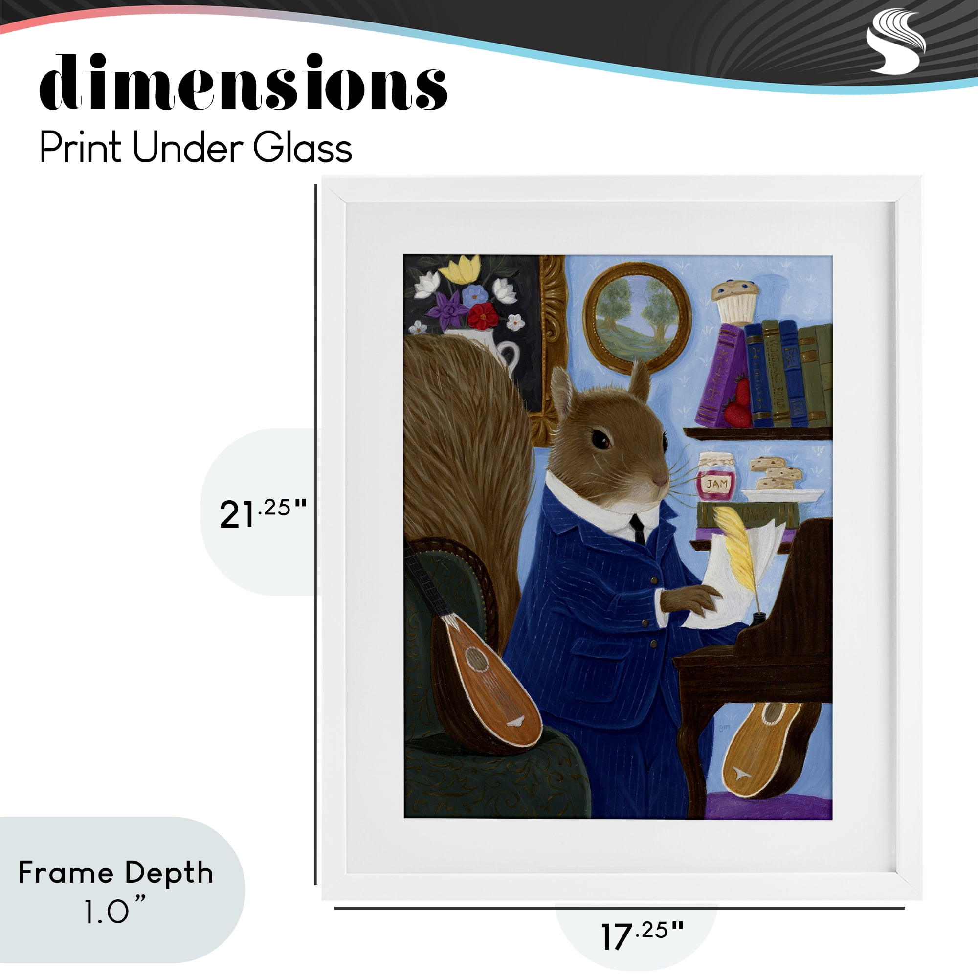 Stupell Industries Gentleman Squirrel Composing White Framed Print Under Glass, design by Gina Matarazzo