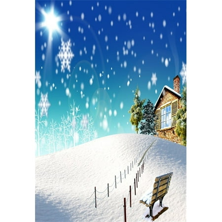 Image of MOHome 5x7ft Girl Photography Studio Backdrops Toddler Photo Shoot Background Winter Snowflake House Fence Path Snow Children Boy Kid Artistic Portrait Holiday Outdoor Scene Video Props Digital