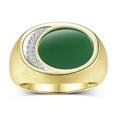 thumbnail image 1 of RYLOS Men's Designer Ring in Yellow Gold Plated Silver 925: Features Diamonds around Green Quartz  - Available  Size 8, 1 of 6