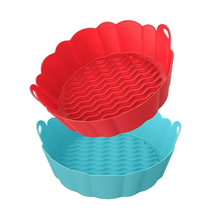 

2PCS Silicone Fryer Liners Pot 8 Inch Reusable Fryer Oven Accessories Silicone Basket Bowl Round Heat Resistant