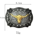thumbnail image 2 of Hebilla de cinturón dorada con forma de cabeza de toro estilo vaquero occidental para hombre, 2 of 3