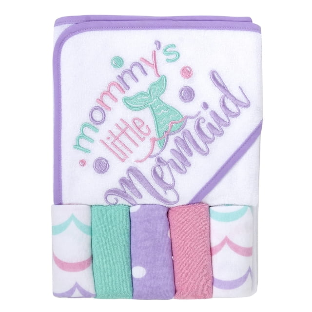 Juego de toallas y toallitas con capucha para bebés Mommy's Mermaid 6-12 M