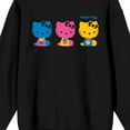thumbnail image 2 of Hello Kitty 3 Colorful Characters Juniors Black Long Sleeve Shirt
-Small, 2 of 3
