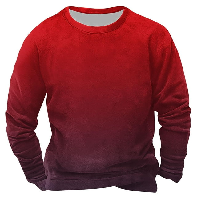 hotojiny Chandails à Col Rond pour Hommes Mode Dégradé Automne Chaud en Molleton Chandail Léger à Manches Longues Décontracté Vêtements d'Hiver