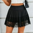 thumbnail image 5 of Women's Lace Trim Mini Skirt Low Rise Pleated Half Slip Skirt Layered Flowy Skirts Underskirt, 5 of 9