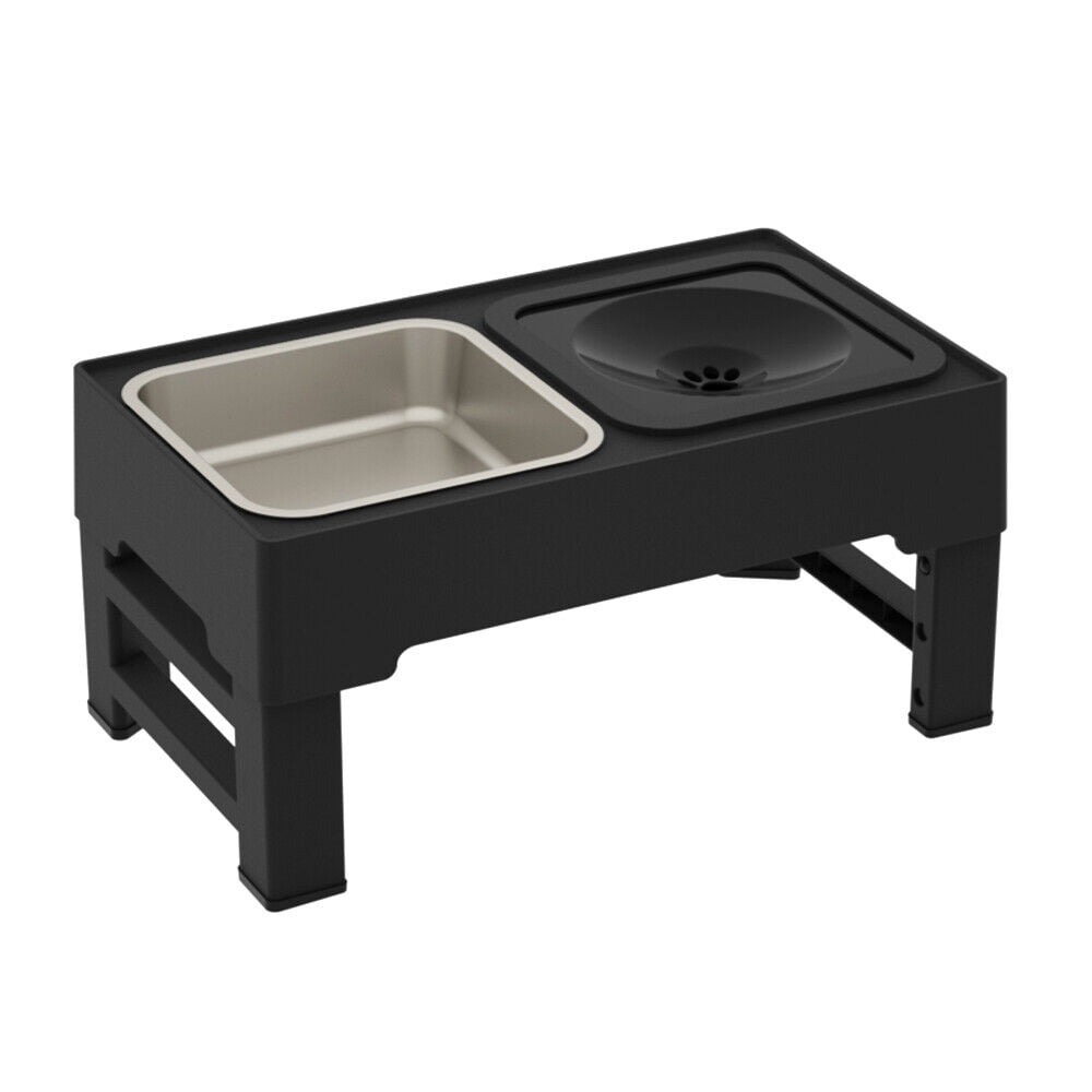 Didog Elevated Adjustable Double Bowl Dog Cat Food & Water Feeder Elevated Raised Stand Feeding