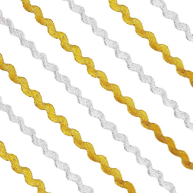 IPOHVUG 54.7 Yards 2 Colors RIC Rac Wavy Bending Ribbon Rick Rack Webbing Edge Fringe Trim Curved Lace Dress Accessories for Sewing Cloth Gift Wrapping DIY Making Home Party Decoration