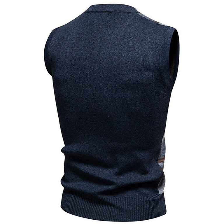 Yusimy Men's Thermal Vest Thick Warm Sleeveless Pullover Knit V