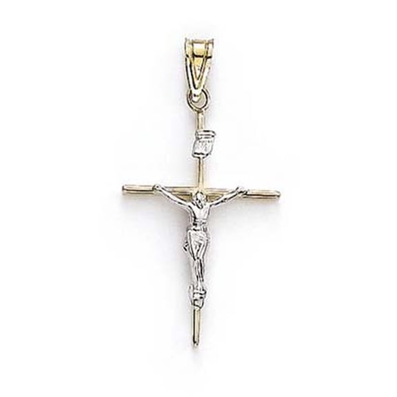 14k Two-Tone Gold Large Crucifix Pendant - 1.2 Grams