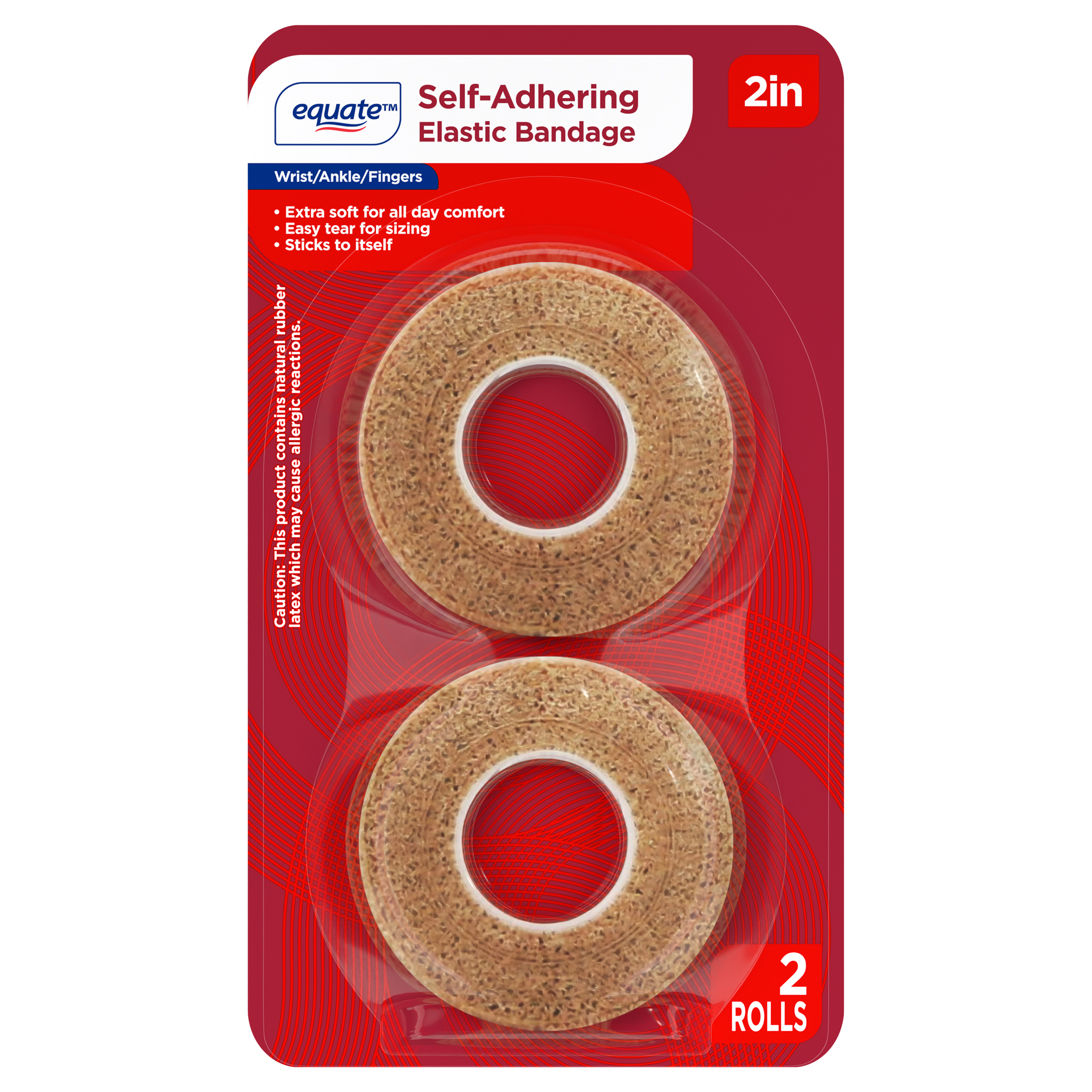 Equate Self-Adhering Elastic Bandage, 2 Inch, 2 Rolls