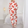 thumbnail image 3 of Pajamas for Women Set - cartoon steak pattern Comfy Long Sleeve Button Up Pajama Sets for Women 2 Piece, Soft Sleepwear Nightwear Pjs Lounge Sets for Women with Pockets, 3 of 6