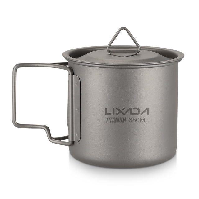 Tazas de titanio Copa de titanio ultraligera portátil para acampar al aire libre Tapa de agua de campo de campo , con manillable 300ml / 350ml / 450ml / 550ml / 650ml / 750ml