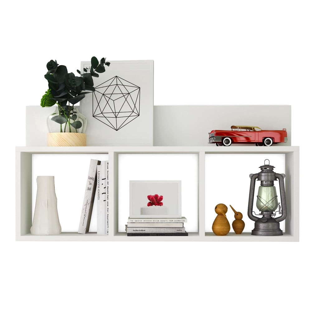 Danya B. Contemporary, Industrial 5.75" x 31.5" 2-Tier White Floating Shelf