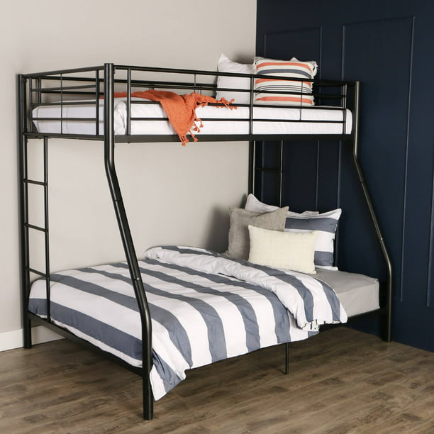 Walker Edison Premium Twin Over Full, Metal Bunk Beds Twin Over With Mattresses Included