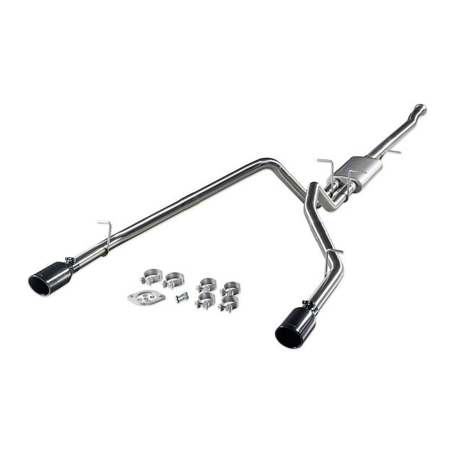 Flowmaster Exhaust System Kit 737889 Signature Series Cat-Back System; 304 Stainless Steel; With Muffler; 3 Inch Pipe Diameter; Single Exhaust With Dual Exit; Dual Split Rear Exit