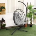 thumbnail image 2 of Outsunny Hanging Egg Chair with Stand, Foldable Wicker Rattan Swing Chair, 2 of 10