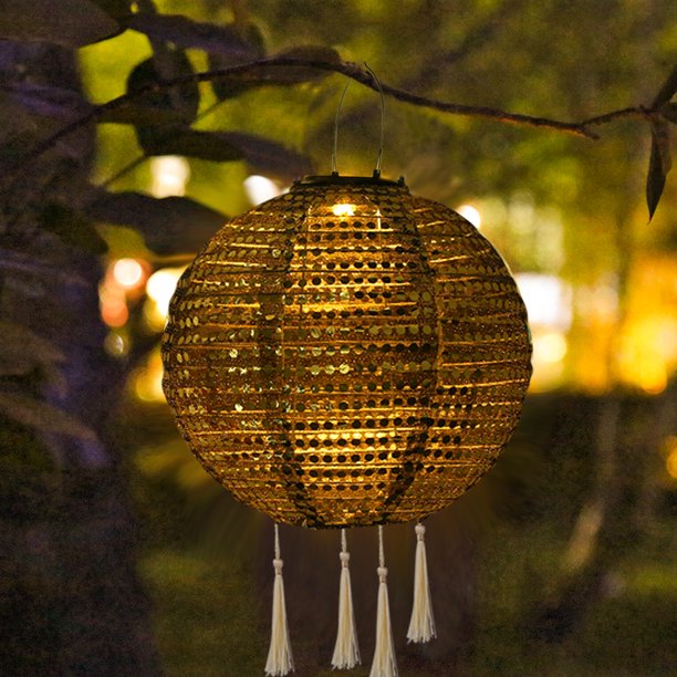 25cm 10 pulgadas al aire libre impermeable festiva LED solar colgante linternas de proyección