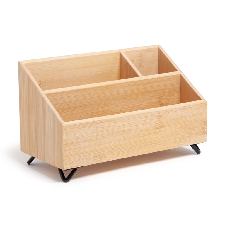 U Brands Verona Desktop Organizer, Bamboo, 3-Compartment photo 1