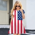 thumbnail image 2 of Quealent 4th of July Dress Girls Dresses Summer Swing Short Sleeve Casual Clothes for Little Kids Independence Day Outfits Red,7-8 Years, 2 of 4