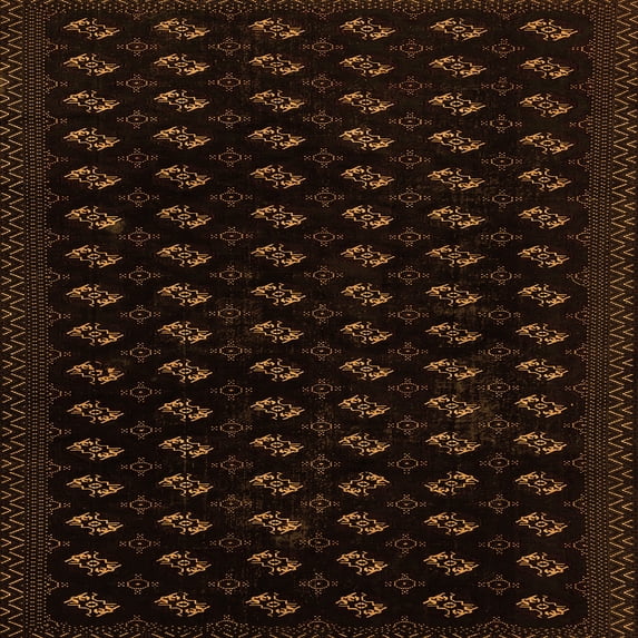 Ahgly Company Indoor Square Abstract Orange Modern Area Rugs, 7' Square