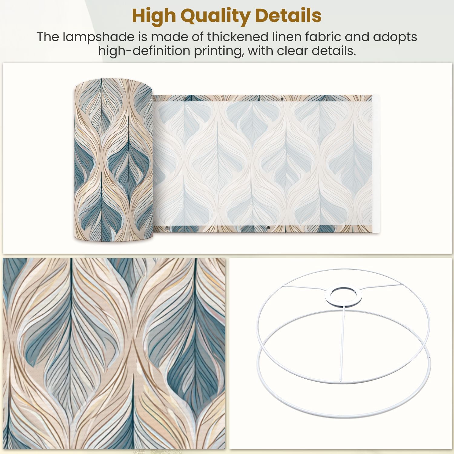 Linen Drum Lamp Shades seamless inspired by retro designs pastel colors 13" x 13" x 10" Lampshade for Table Lamps Floor Lamps Lamp Shade Replacement Easy Assembly Required