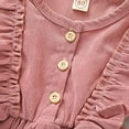 thumbnail image 4 of Styles I Love Toddler Girls Buttons Ruffle Long Sleeve Solid Corduroy Dress with Bow Hair Clip 2pcs Fall Winter Dressy Outfit (Pink, 4T), 4 of 7