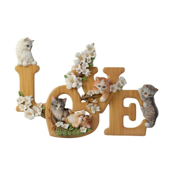 The Bradford Exchange Purr-fect Love Wall Decor Handcrafted Sculptural Cat Decor with Realistic Detailing and Blossom Accents 10.25-Inches