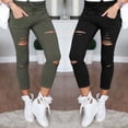 thumbnail image 4 of Biekopu Women' s Ripped Jeans Skinny Pencil Pants High Waisted Stretch Trousers, 4 of 6