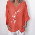 thumbnail image 1 of LOVZFMLL Tops Hauts d'Été pour Femmes Mode Imprimé Col en V Manches Trois-Quarts T-shirt Blouse Amples, 1 of 5