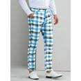 thumbnail image 5 of INSPIRE CHIC Men's Classic Plaid Dress Flat Front Checked Office Prom Trousers 38 Light Blue, 5 of 5