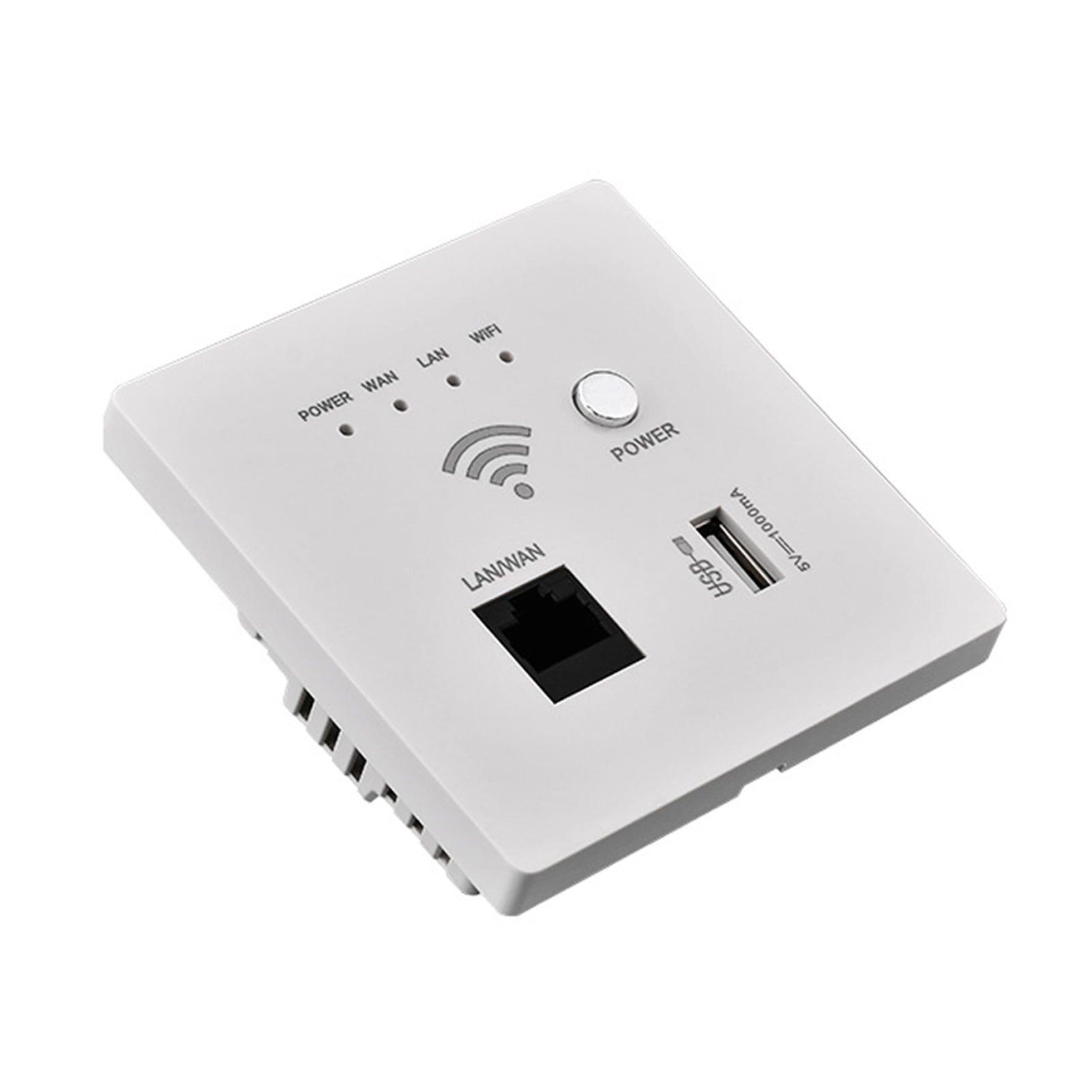 Frogued 300Mbps In-Wall AP Repeater WiFi Router Wireless RJ45 PoE USB  Charging Socket (White)