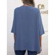 thumbnail image 4 of Blusa con dobladillo Irregular para mujer, camisa informal holgada de lino y algodón, Media manga, cuello redondo, Estilo Vintage, 4 of 5