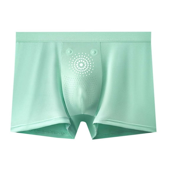 Bosfbaoi Men Ice Silk Underpants Boxers Loose Fit Solid Color Graphene Breathable Boxer Briefs Comfortable Mens Underpants