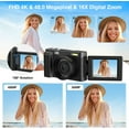 Melcam 4K 60FPS Digital Camera 48MP, Flip Screen Video Camcorder with