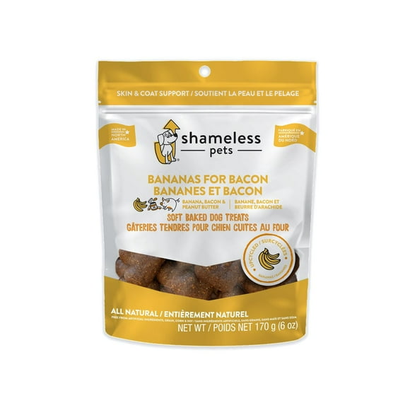 Shameless Pets Bananas For Bacon Soft Baked Banana, Peanut Butter & Bacon Soft Baked Dog Treats With Upcycled Ingredients, 170 g