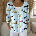 thumbnail image 2 of Wang6 Womens Plus Size Cardigan Sweaters Fall Open Front Button Long Sleeve Knit Sweater Causal Deep V Neck Loose Cute Animal Printed Knitted Outwear Tops Light Blue XXXL, 2 of 5