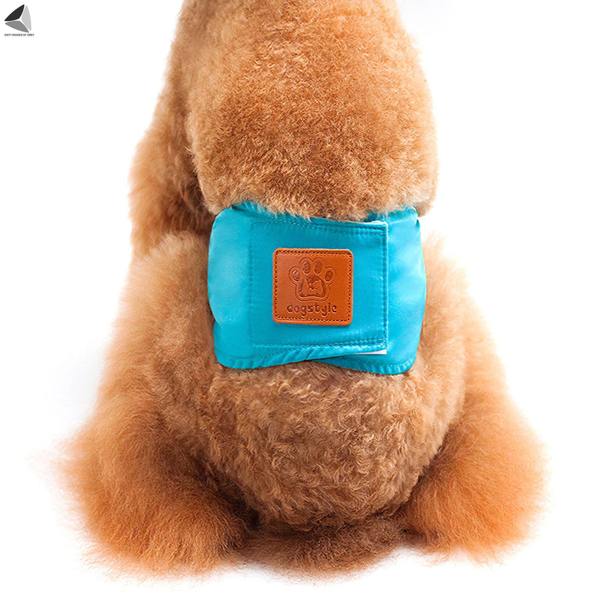 PULLIMORE Male Dog Belly Manner Bands Resuable Dog Diapers Elastic Washable Pet Band Wraps Nappies (L, Cyan)