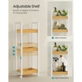 thumbnail image 4 of 3-Tier Bamboo Rolling Cart with Adjustable Shelf, 11.8x31.5 Inch Slim Storage Organizer for Kitchen Bathroom, White and Natural, 4 of 7