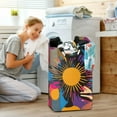 thumbnail image 5 of Yayeee Freestanding Laundry Hamper with Handle Collapsible Large Storage Basket for Clothes, Futuristic Circles, 5 of 7
