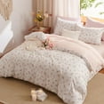 thumbnail image 3 of JOLUSERE Pink loyalty Floral Comforter Queen Sets, 3 Pieces Chic Botanical Pink White Floral Reversible Comforter for All Season, 3 of 11