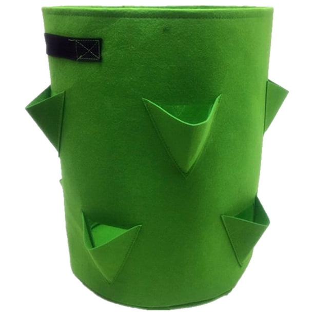 Bolsa de cultivo de plantas de fresa, jardín de la casa, bolsa portátil para macetas de hortalizas con flores de patata, verde, 30x45 cm, 8 agujeros Noticed HA6255-03B
