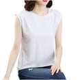 thumbnail image 2 of Fengqque Womens Tank Tops Summer Crew Neck Sleeveless Top Loose Fit Basic Solid Color Womens Camisole White XL(XL), 2 of 8