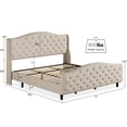 thumbnail image 2 of TROPOW King Size Bed Frame,Velvet Platform Bed Frame w/Headboard and Footboard Upholstered Bed Frames w/Button Tufted Wingback Headboard, No Boxing Spring Need, Beige, 2 of 8