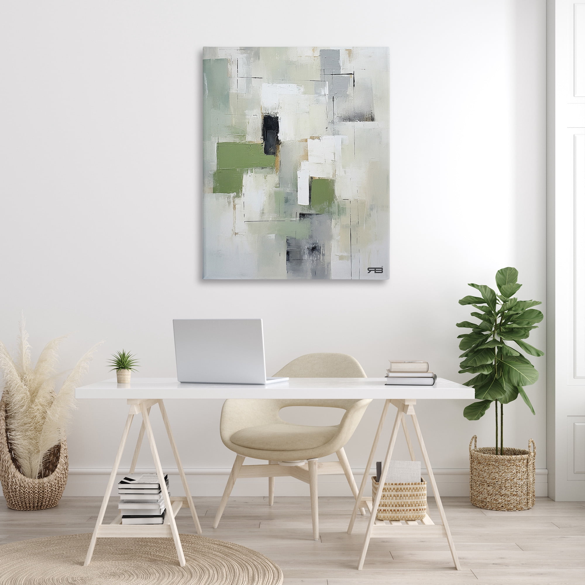 Stupell Industries Subtle Grey Shapes Abstract Painting Gallery Wrapped Canvas Art Print Wall Art, 36 x 48