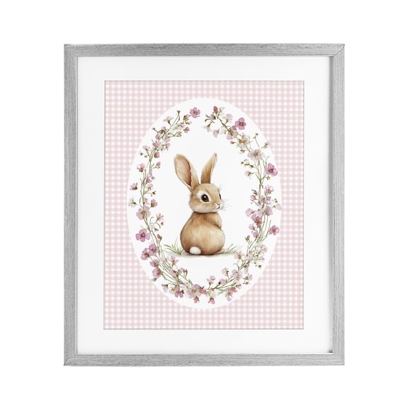 Stupell Industries Spring Gingham Rabbit Gray Framed Print Under Glass, design by Christine Simpson Art