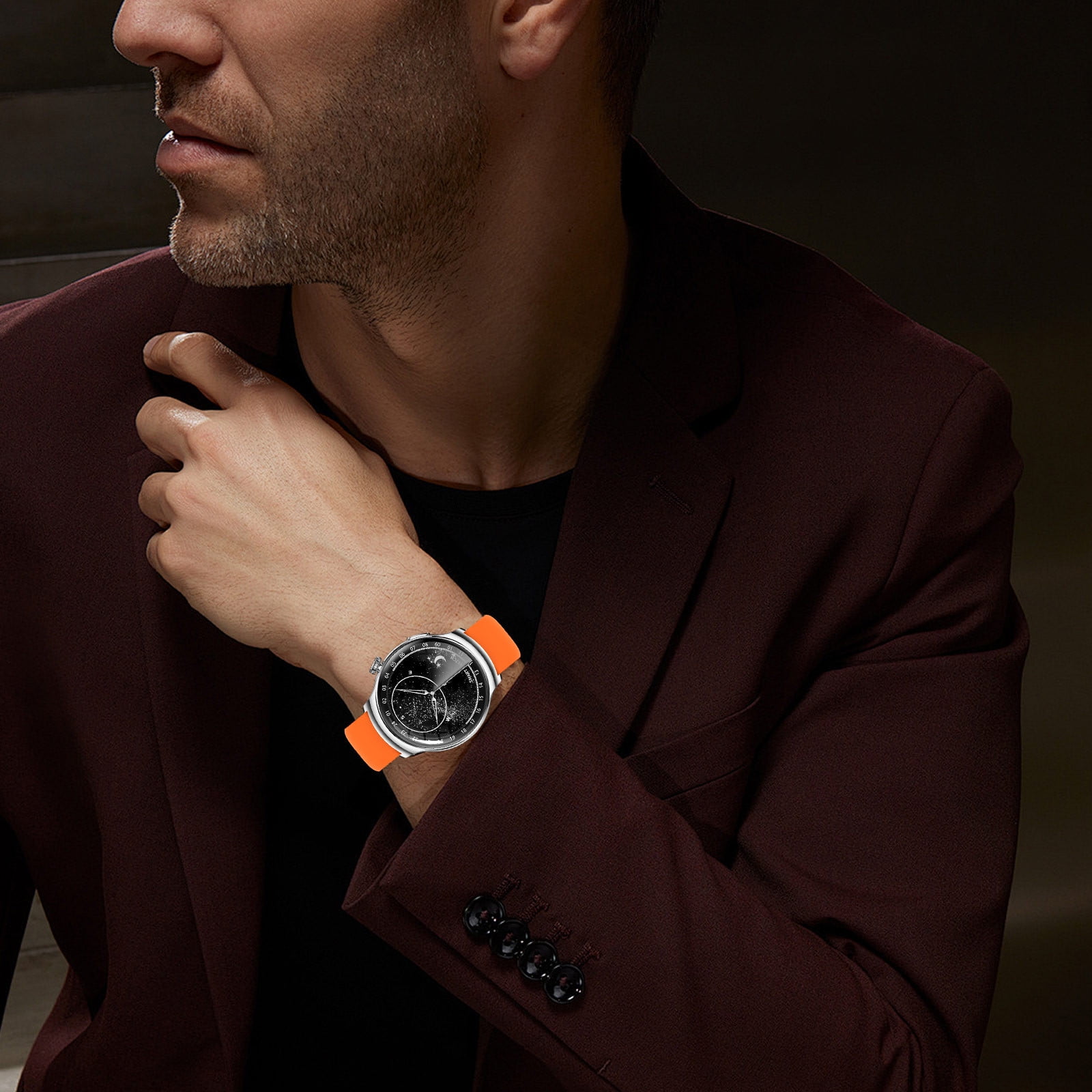 Jubipavy Smart Wearable Watch Multifunction HD Round Screen Wireless Magnetic Charging Custom Dial Motion Record IP68 Watertightness Bluetooth Music Playback Function